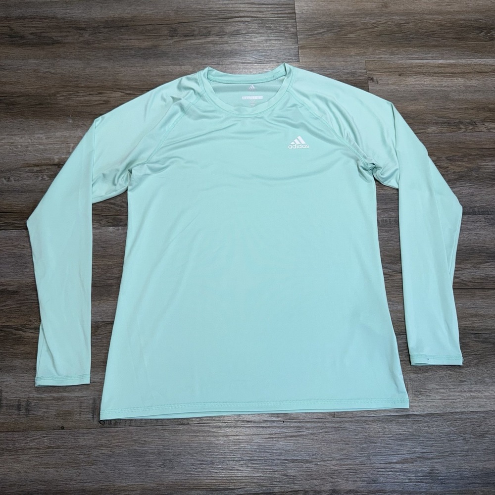 Adidas Performance Crewneck Long-Sleeve Shirt Womens M Mint Green Moisture-Wick